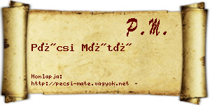 Pécsi Máté névjegykártya